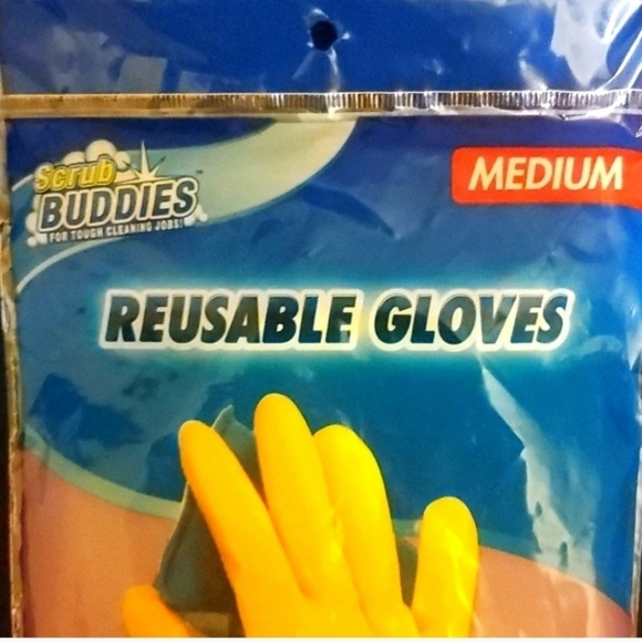 Yellow Reusable Gloves Size Medium- 2 pairs - Picture 3 of 4